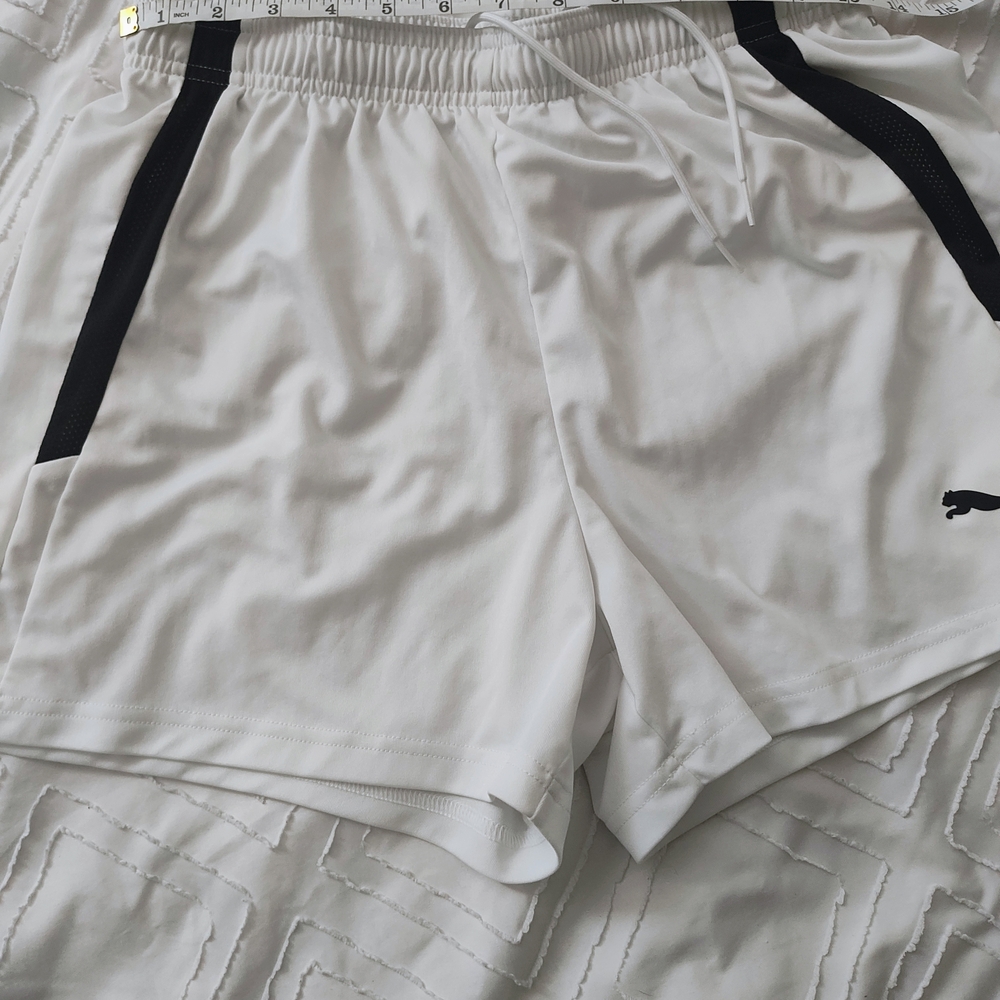 Puma White Shorts with Black Stripes